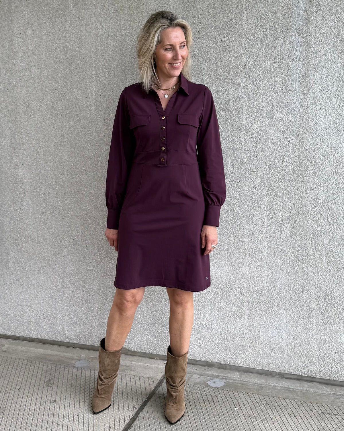 Triple Nine - Travel Jurk Melin Aubergine - 51810 - Peet kleding