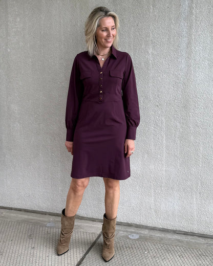 Triple Nine - Travel Jurk Melin Aubergine - 51810 - Peet kleding