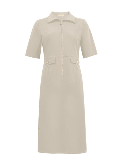 Triple Nine - Travel Jurk Celin Beige - 51808 - Peet kleding