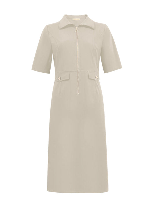 Triple Nine - Travel Jurk Celin Beige - 51808 - Peet kleding
