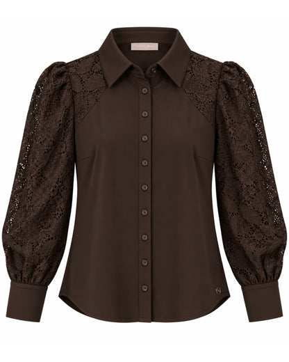 Triple Nine - Travel Blouse Milou Donkerbruin - 5954 - Peet kleding