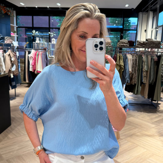 Azzurro Blouse Zia Lichtblauw - Peet kleding