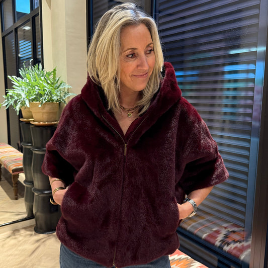 Bodywarmer Celia Faux Fur Bordeaux - Peet kleding