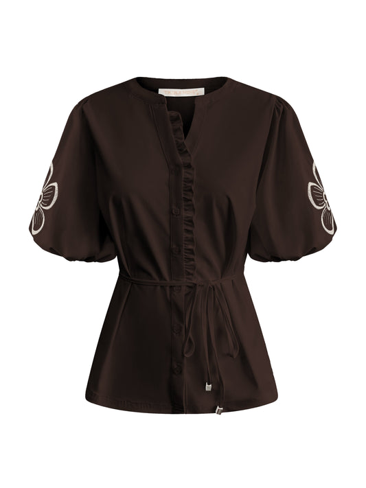 Triple Nine Travel Blouse Yana Donkerbruin - 5943 - Peet kleding