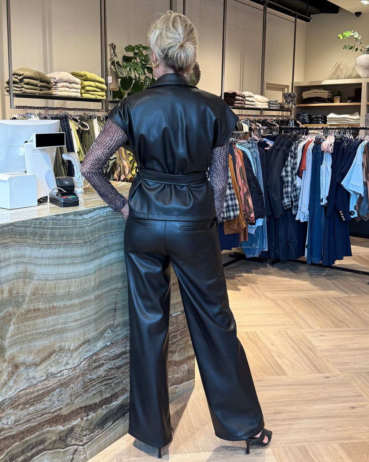 Broek Sarah Leather Zwart - Peet kleding