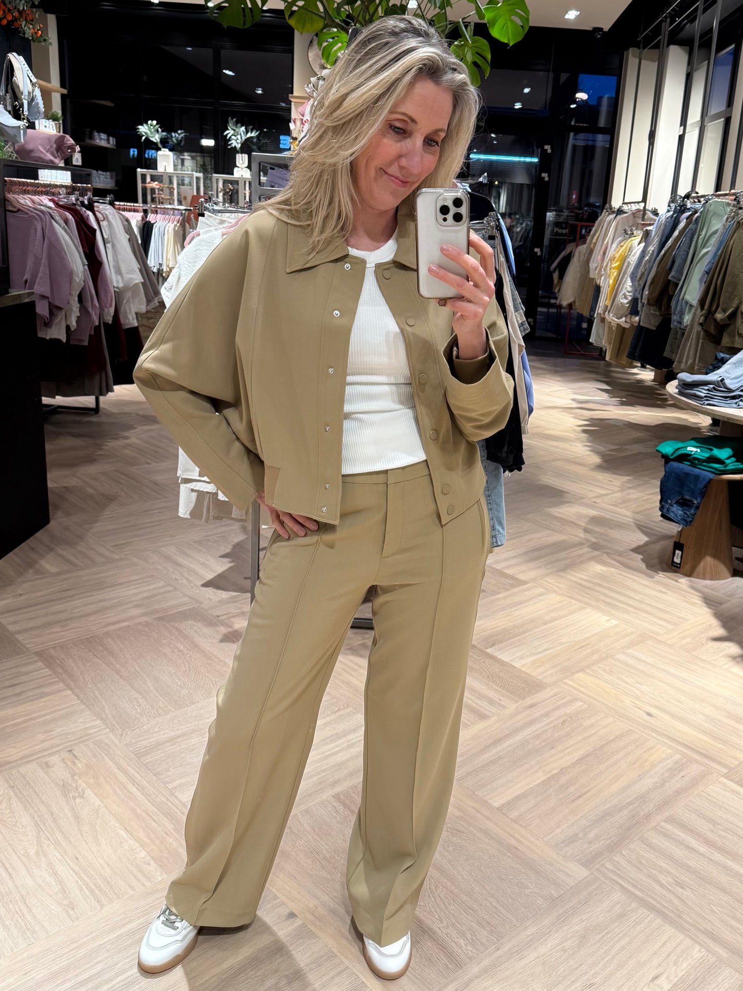 Yaya Wijde Pantalon Khaki - Peet kleding