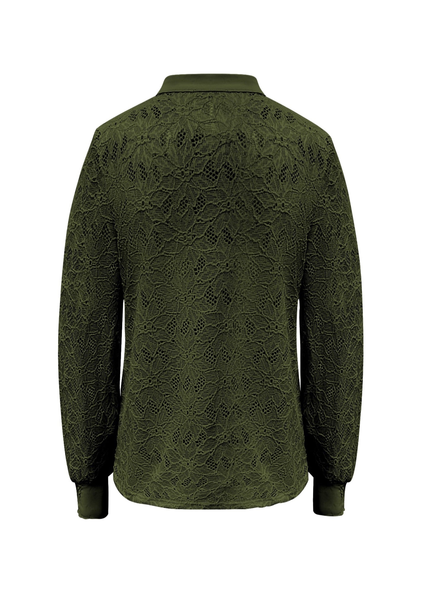 Triple Nine - Lace Blouse Mandarin Olijfgroen - 5946 - Peet kleding