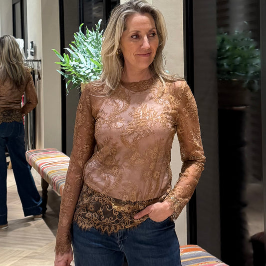 Top Eva Kant Camel - Peet kleding