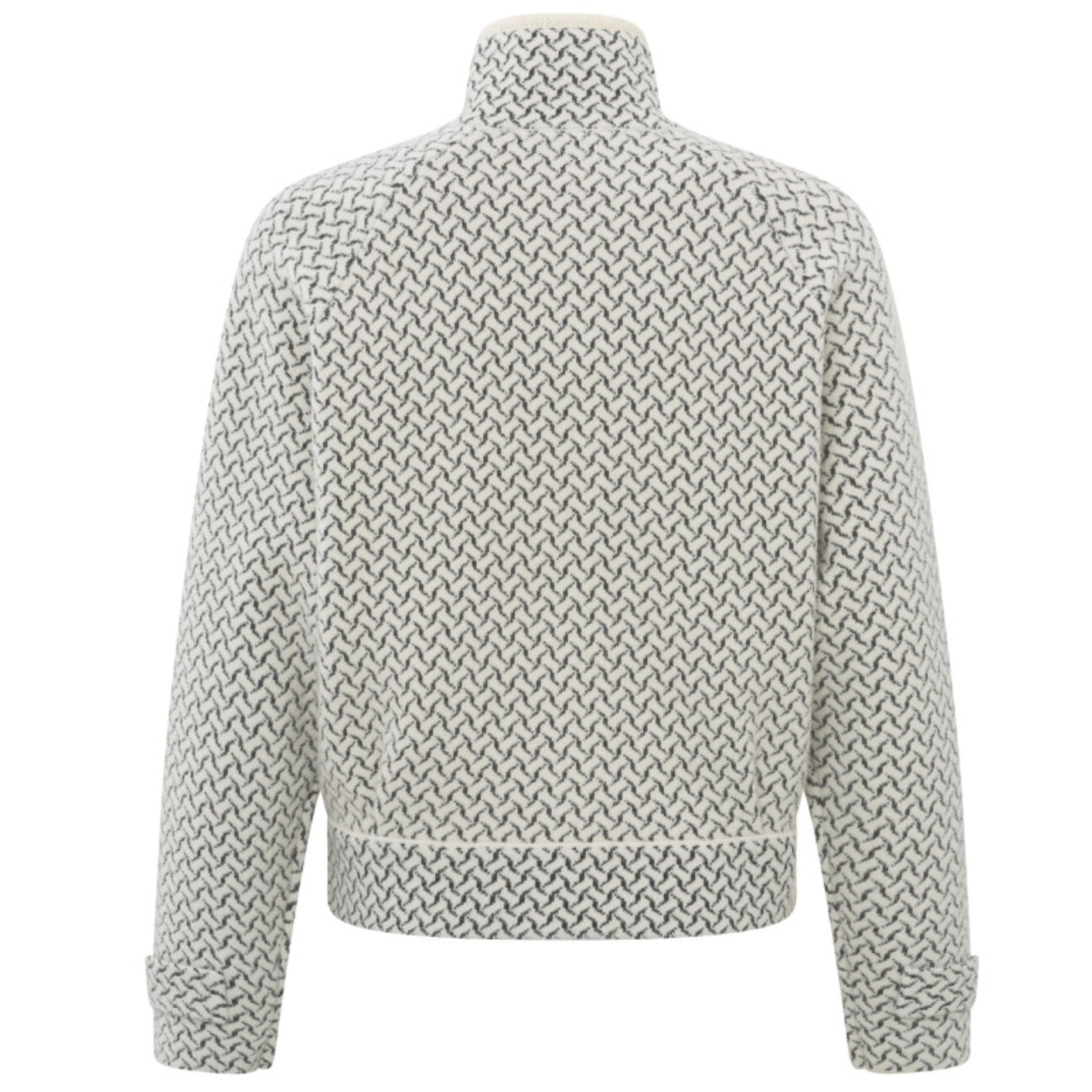 Yaya Gebreide Jas Chalk White Dessin - Peet kleding