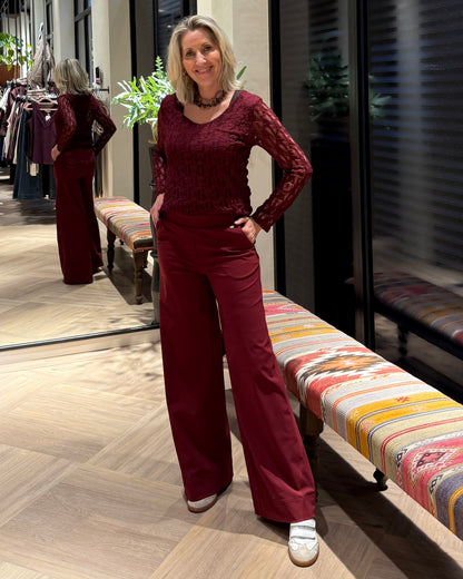 Triple Nine - Travel Broek Petra Bordeaux - 2703