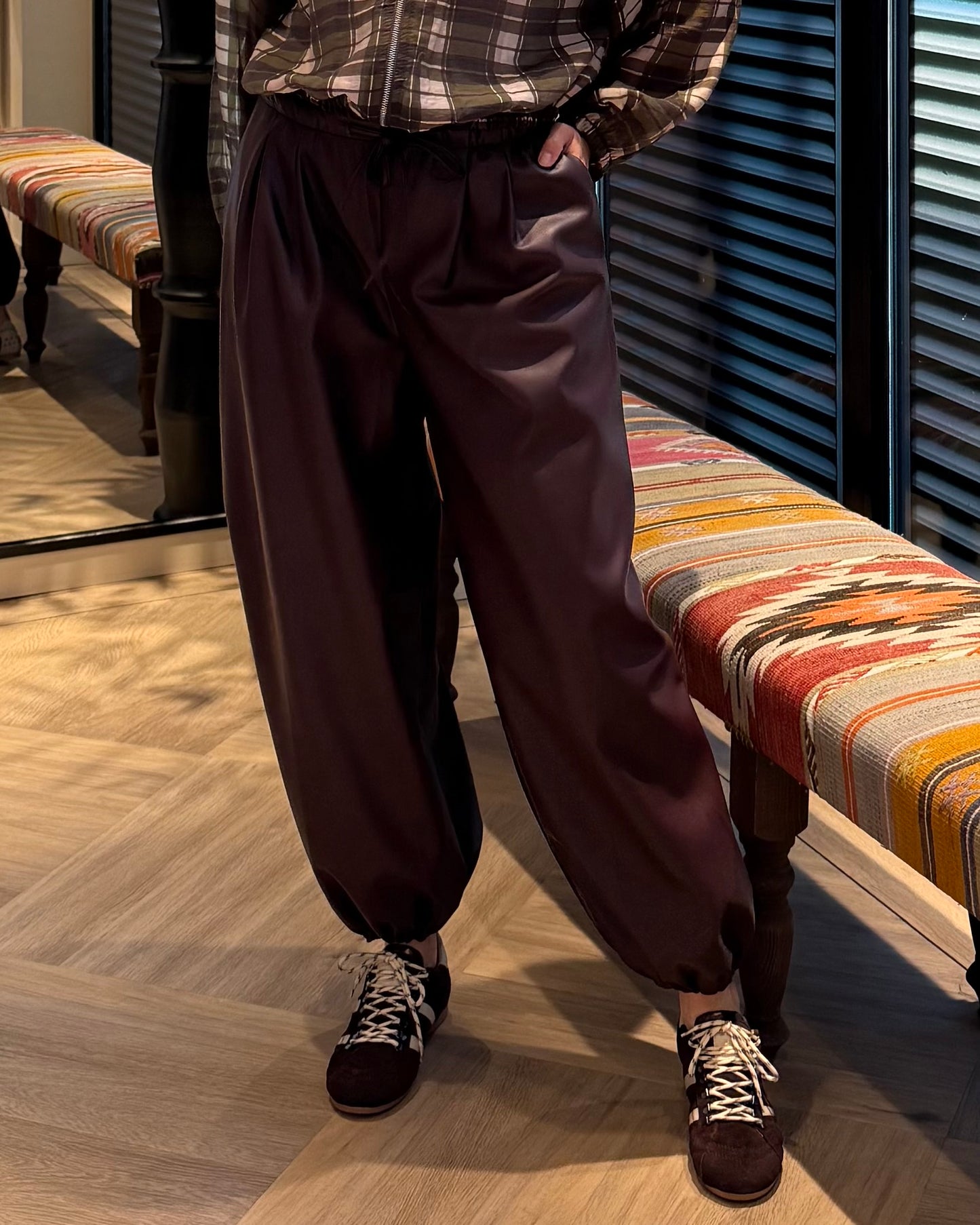 Broek Parachute PU Bordeaux