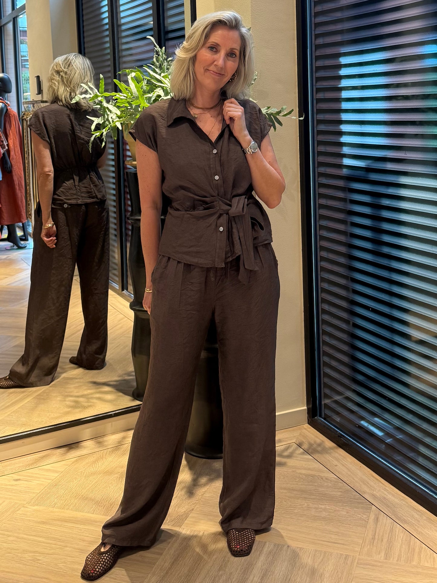 Broek Amy Wide Leg Bruin