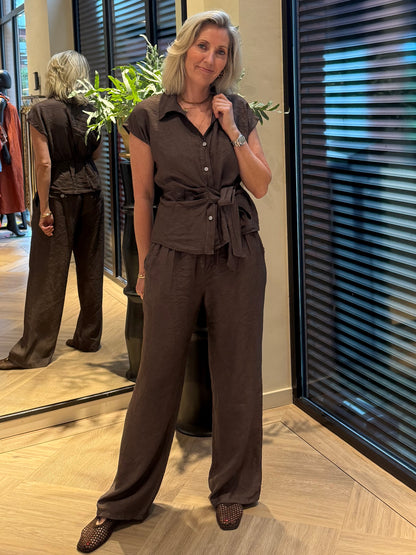 Broek Amy Wide Leg Bruin
