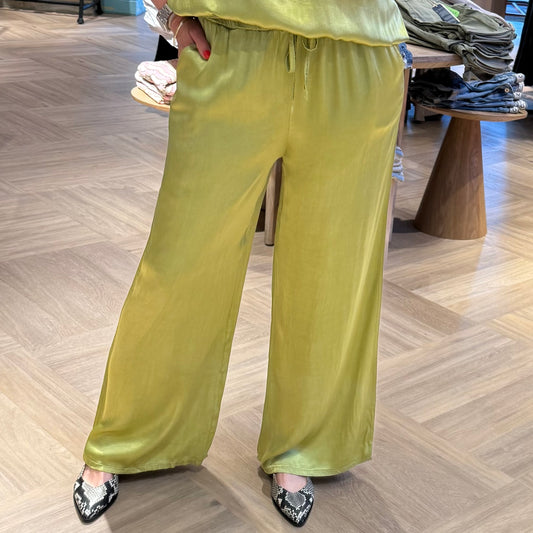 Satin Pants Marinde Matcha - Peet kleding