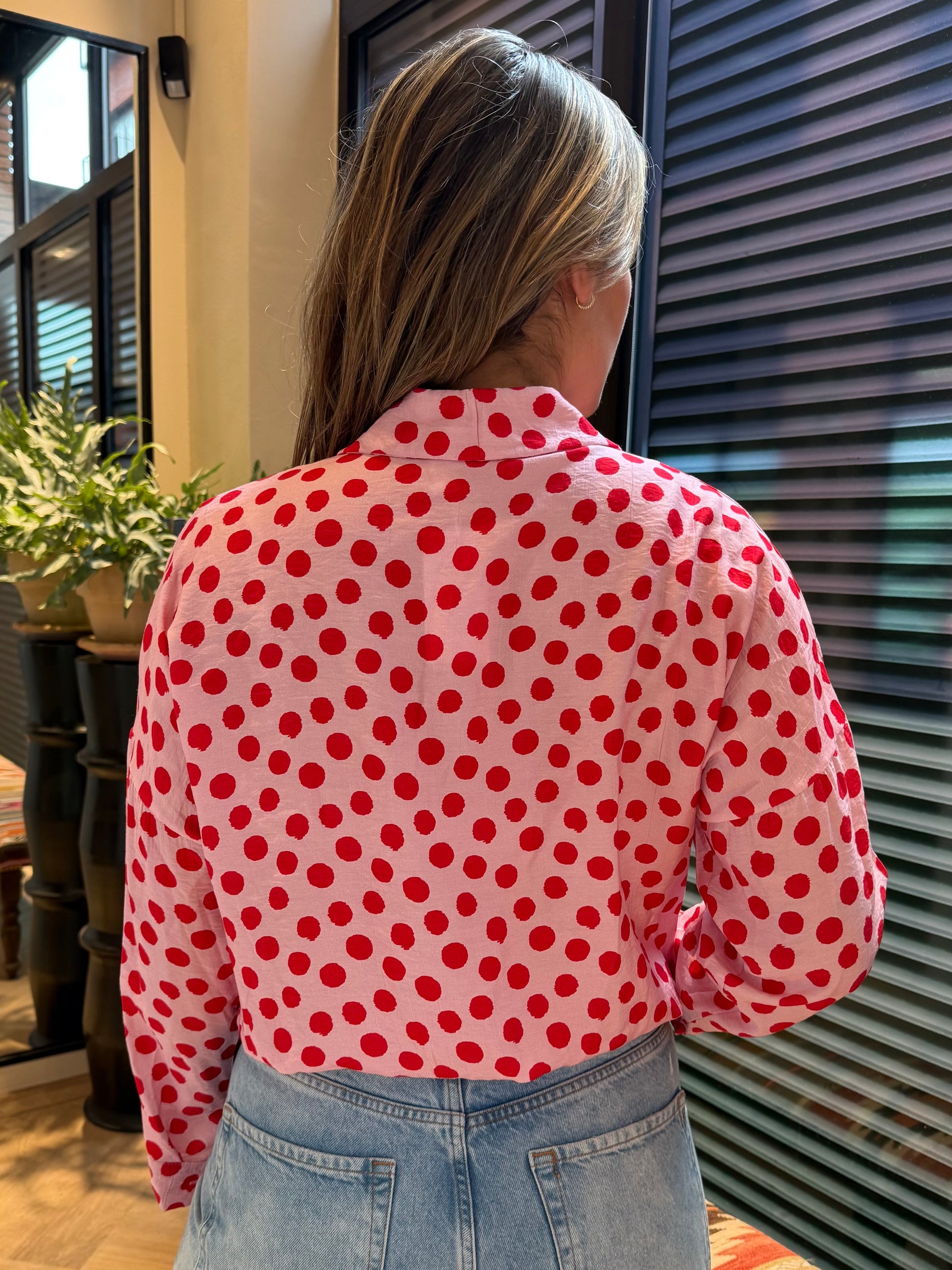 Azzurro Blouse Stip Roze Rood - Peet kleding