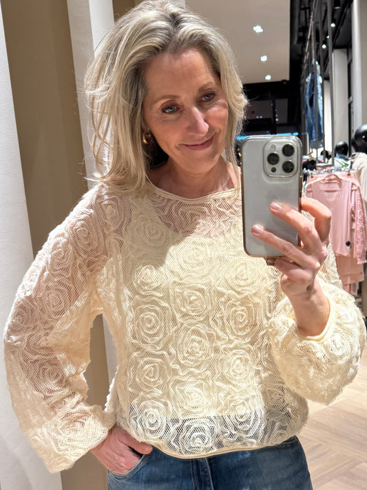 Top Ayesha Mesh Creme - Peet kleding