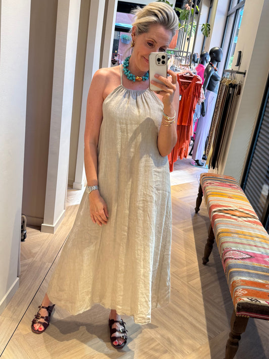 Jurk Marina Linnen Zand - Peet kleding