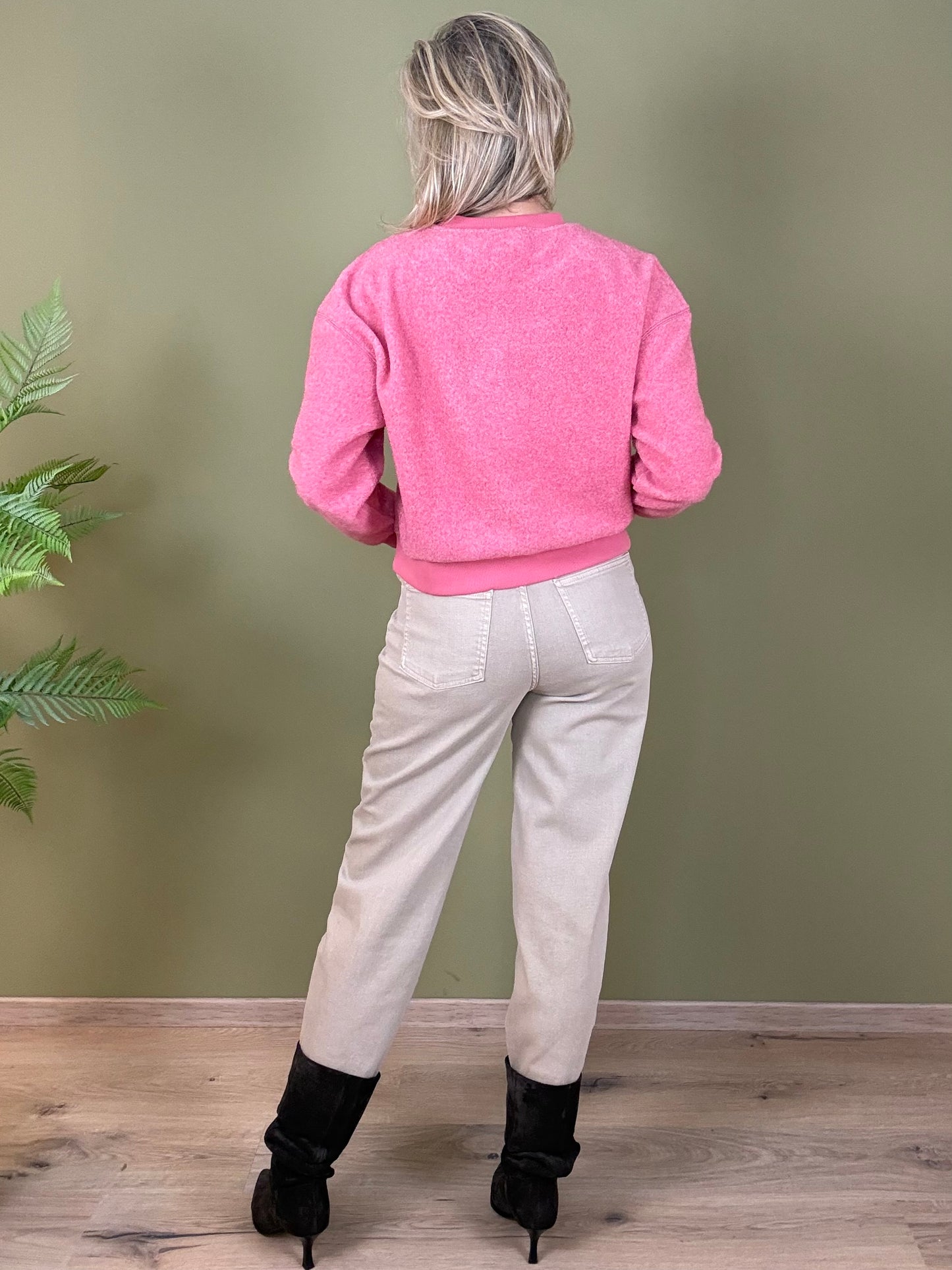 Yaya Teddy Sweater Roze - Peet kleding