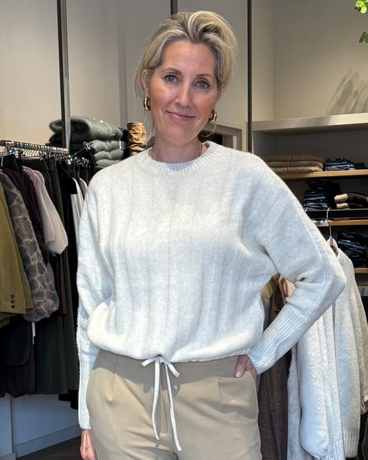 Yaya Sweater Batwing Slate Offwhite Melange - Peet kleding