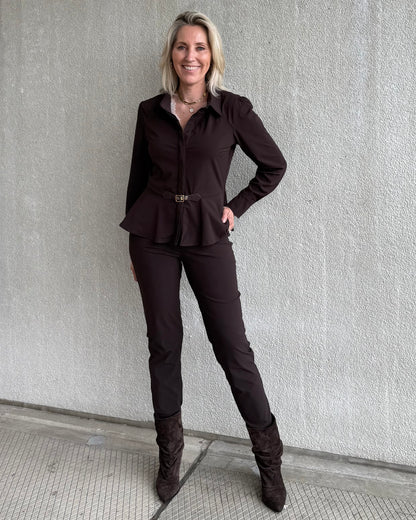 Triple Nine - Travel Blouse Simona Donkerbruin - 5950 - Peet kleding