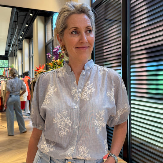 Blouse Flow Blauw Wit - Peet kleding