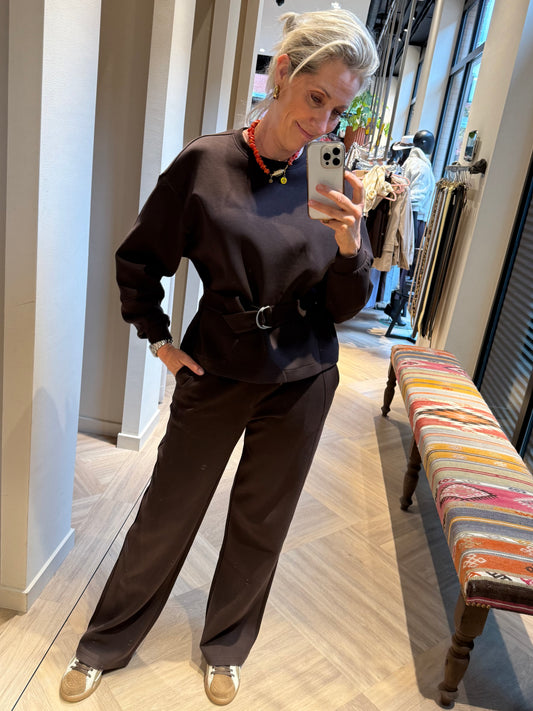 Red Button Colette Scuba Pant Espresso - Peet kleding