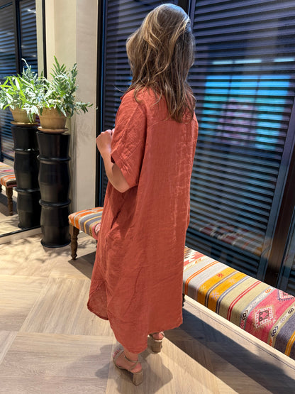 Jurk Linnen Fien Brique - Peet kleding