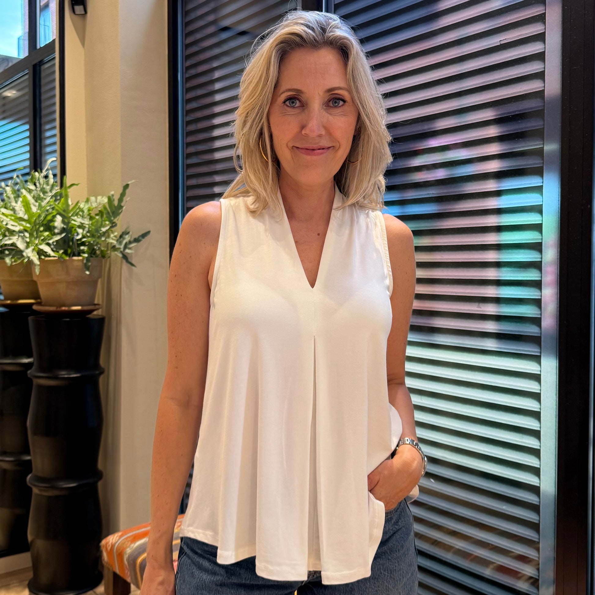 Top V-Hals Leny Wit - Peet kleding