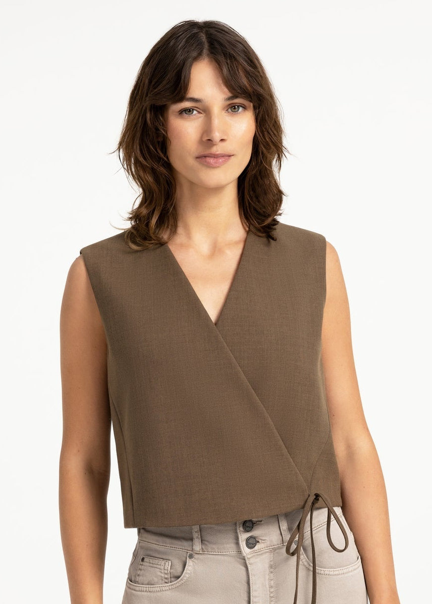 Yaya Gilet Teak Brown