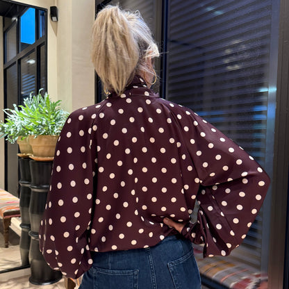 Blouse Dot Print Aubergine - Peet kleding