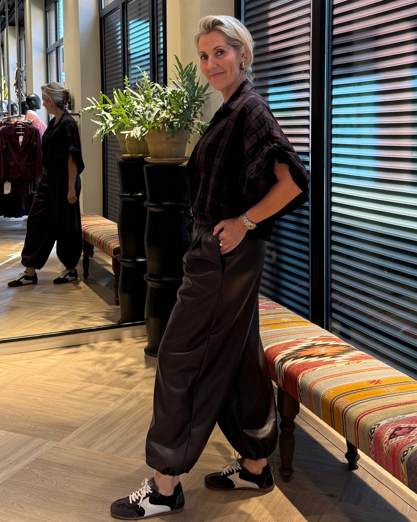 Broek Parachute PU Donkerbruin