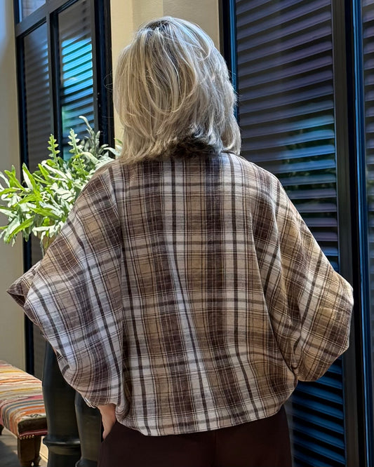 Blouse Roos Ruiten Bruin Zand - Peet kleding