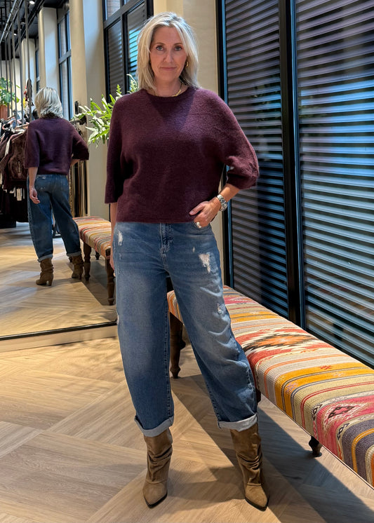 Alpaca Top Silvi Aubergine - Peet kleding