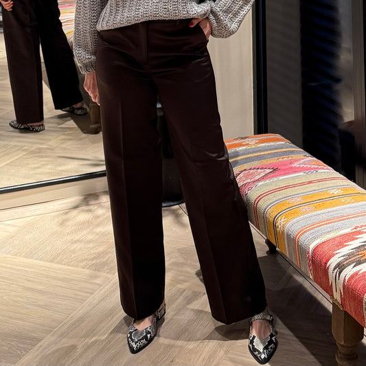 Copenhage Muse Shine Pants Donkerbruin - Peet kleding