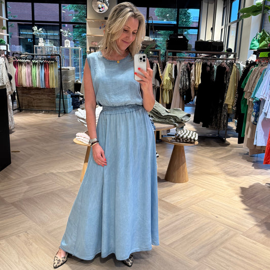 Set Rok Top Silvia Denim Light Blue - Peet kleding