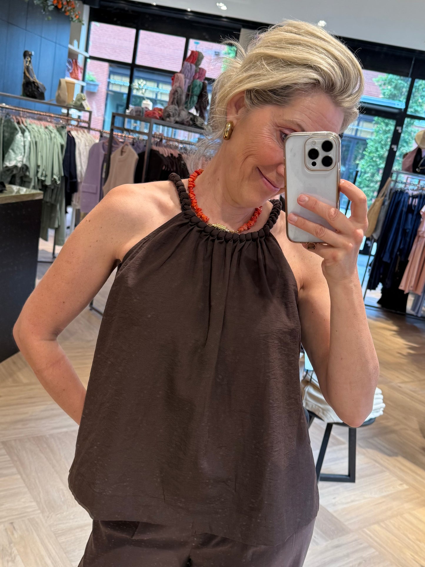 Yaya Halter Top Bruin - Peet kleding