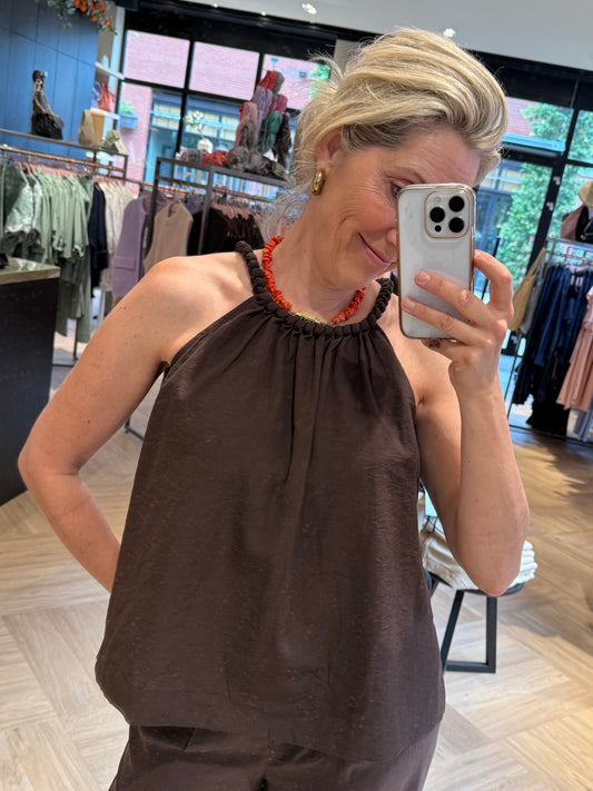 Yaya Halter Top Bruin - Peet kleding