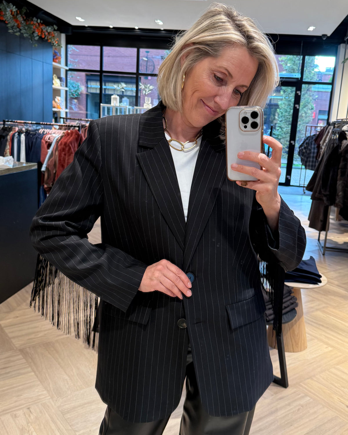 Blazer Billy Krijtstreep Franje Zwart - Peet kleding