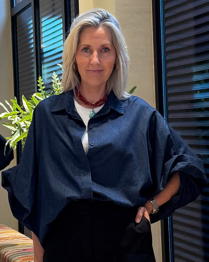 Blouse Roos Denim Blauw - Peet kleding
