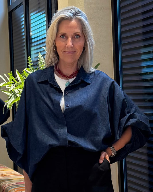 Blouse Roos Denim Blauw - Peet kleding