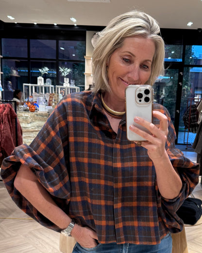 Blouse Roos Bruin Oranje - Peet kleding