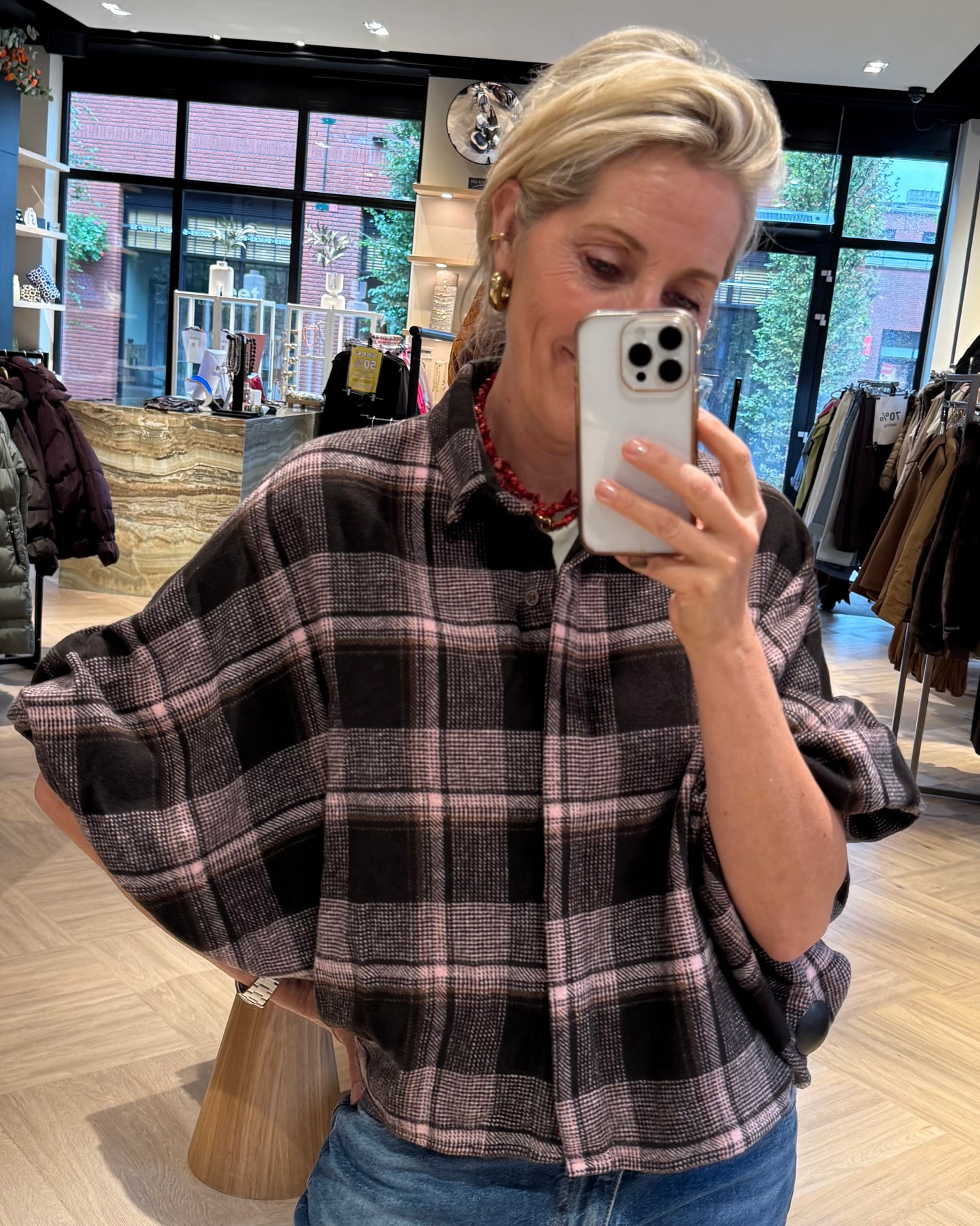 Blouse Roos Ruiten Bruin Roze