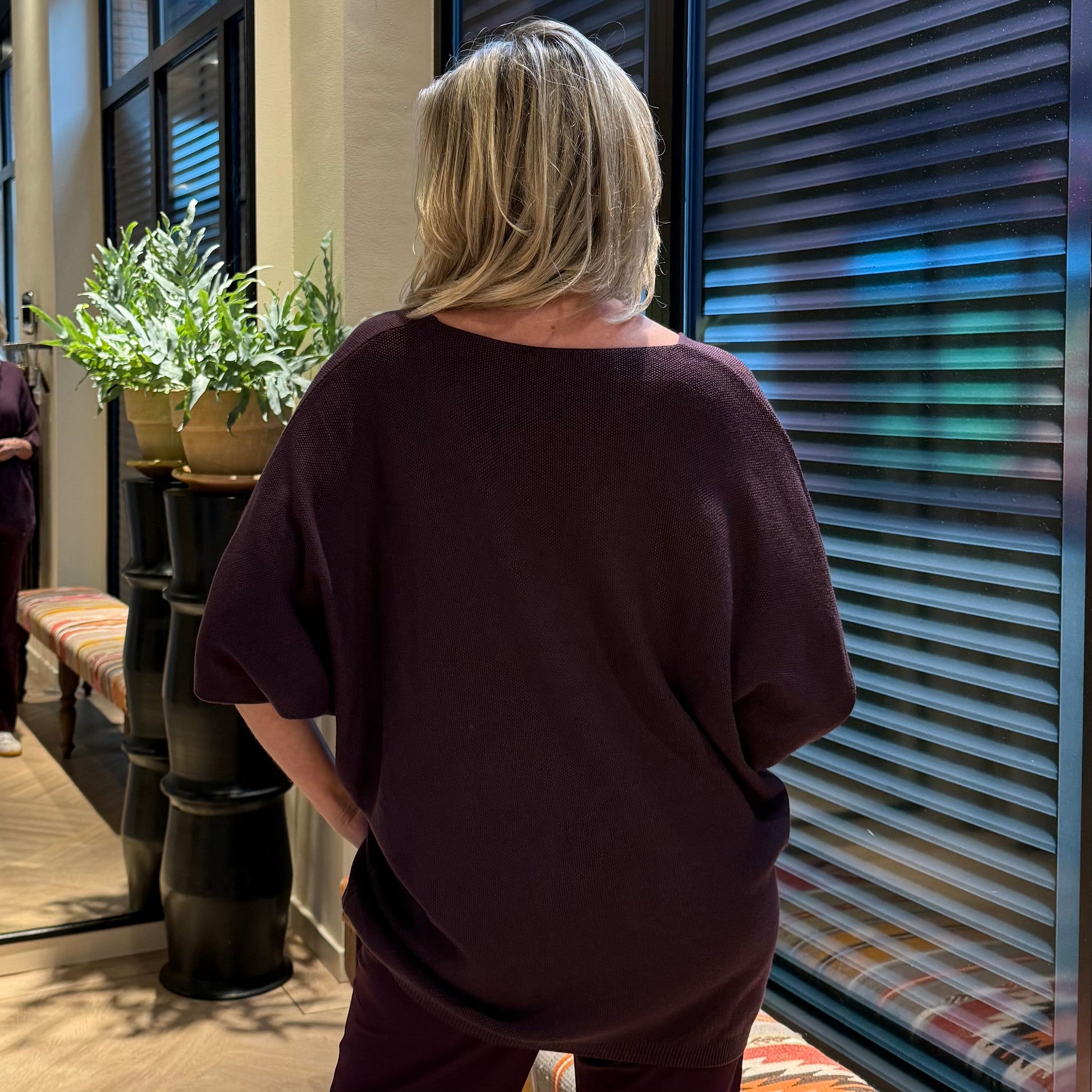 Top Gaia V-hals Aubergine - Peet kleding