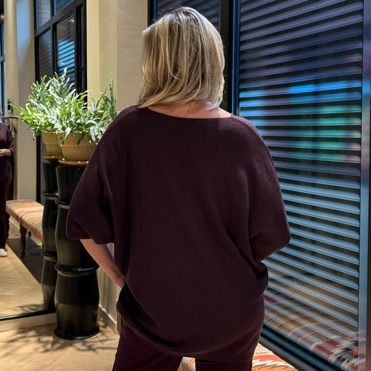 Top Gaia V-hals Aubergine - Peet kleding