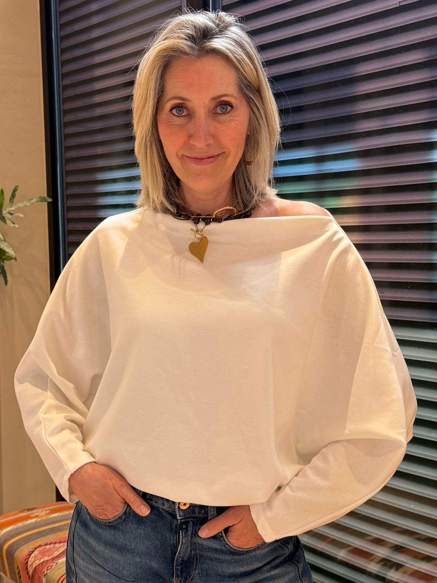 Azzurro Sweater Gaby Offwhite - Peet kleding