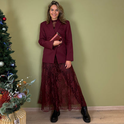 Ambika Top Kant Bordeaux - Peet kleding