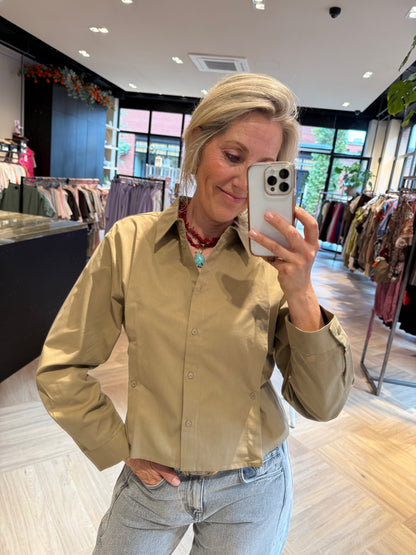 Yaya Blouse Poplin Elmwood Green