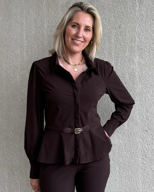 Triple Nine - Travel Blouse Simona Donkerbruin - 5950 - Peet kleding