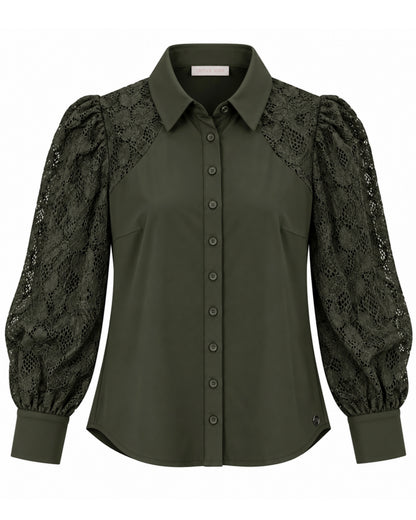 Triple Nine - Travel Blouse Milou Olijfgroen - 5954 - Peet kleding
