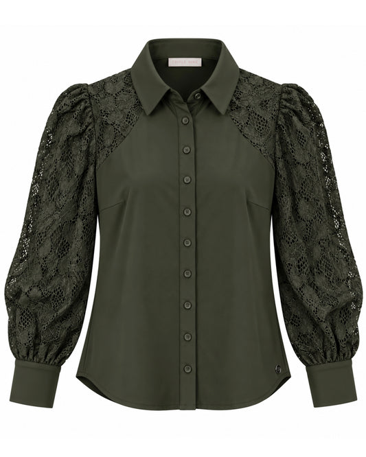 Triple Nine - Travel Blouse Milou Olijfgroen - 5954 - Peet kleding